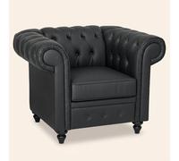 DecHome Poltrona Vintage in Ecopelle 105x86x79 Nero