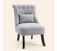 DecHome Poltrona Vintage in Tessuto effetto Lino Dimensioni 52,5x69x77 colore Grigio Chiaro