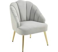 DecHome Poltrona Vintage in Tessuto Velluto 63x65x84 cm Grigio