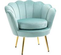 DecHome - Poltrona Vintage Retrò in Tessuto Velluto con Braccioli 76x67x74 cm colore Verde Acqua