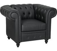 DecHome - Poltrona Vintage Retrò Stile Chesterfield in Ecopelle con Braccioli 105x86x79 cm colore Nero