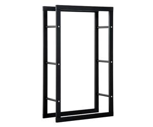 DecHome Porta Legna per Casa e Giardino in Ferro Nero 60x25x100 cm A187146AO84