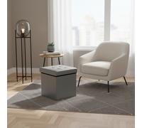 DecHome Pouf Contenitore Quadrato in Ecopelle 38x38x38 cm Grigio