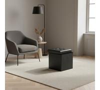 DecHome Pouf Contenitore Quadrato in Ecopelle 38x38x38 cm Nero