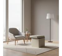 DecHome Pouf Contenitore Quadrato in Ecopelle 38x38x38 cm Rosa Pallido