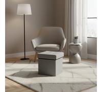 DecHome Pouf Contenitore Quadrato in Tessuto 38x40x38 cm Grigio Chiaro