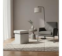 DecHome Pouf Contenitore Quadrato in Tessuto 38x40x38 cm Tortora