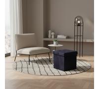 DecHome Pouf Contenitore Quadrato in Velluto 38x38x38 cm Nero