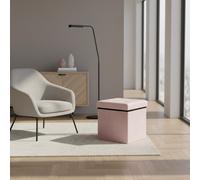 DecHome Pouf Contenitore Quadrato in Velluto 38x38x38 cm Rosa