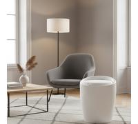DecHome Pouf Contenitore Tondo in Plastica con Cuscino 36x50 cm colore Bianco