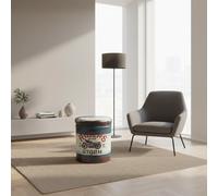 DecHome Pouf Contenitore Tondo in PVC Set 2 Pouf Multicolore- Riders Storm