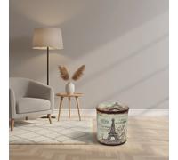 DecHome Pouf Contenitore Tondo in PVC Set 2 Pouf Multicolore- Tromso