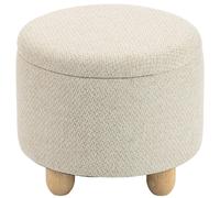 DecHome Pouf Contenitore Tondo in Tessuto Effetto Iuta 38.5x38.5x33.5 cm Beige