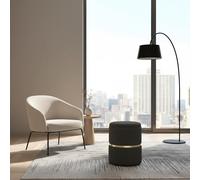 DecHome Pouf Contenitore Tondo in Velluto 36x44 cm Grigio
