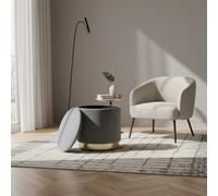 DecHome Pouf Contenitore Tondo in Velluto 37x40 cm Grigio Scuro