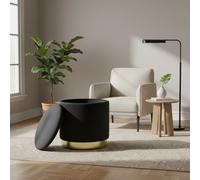 DecHome Pouf Contenitore Tondo in Velluto 37x40 cm Nero