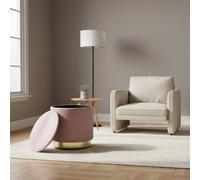 DecHome Pouf Contenitore Tondo in Velluto 37x40 cm Rosa