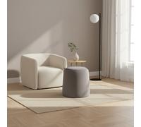 DecHome Pouf Contenitore Tondo in Velluto Tavolino da Caffè 44x47.5 cm Grigio
