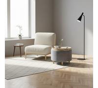 DecHome Pouf Contenitore Tondo in Velluto Tavolino da Caffè 56x42 cm Grigio