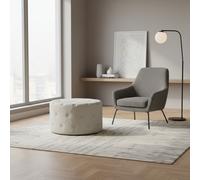 DecHome Pouf Poggiapiedi Tondo in Velluto 67x41 cm Beige