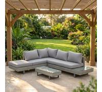 DecHome - Salotto da Giardino Esterno Set Mobili Divano Angolare e Tavolino con Cuscini in Rattan Pe Grigio