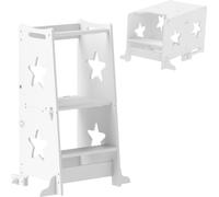 DecHome Scala Montessori Convertibile in Set Tavolo e Sedie con Barra di Sicurezza in Legno 60x44.5x86 cm colore Bianco - 0WTJ680