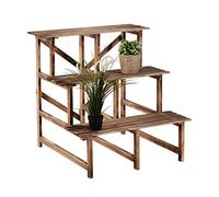 DecHome - Scaletta Fioriera Portavasi da Giardino a 3 Ripiani In Legno Di Abete 80x80x80 cm