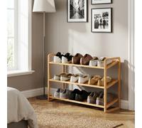 DecHome Scarpiera 12 Paia 3 Ripiani Bambù 76x33x50,8 cm Legno
