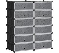 DecHome Scarpiera Modulare 12 Scomparti in Plastica 94x37x108 cm Nero/Bianco