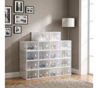 DecHome Scarpiera Modulare 18 Scomparti Plastica 28x36x21 cm Bianco