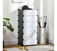 DecHome Scarpiera Modulare 6 Scomparti 49x36.5x108 cm Nero e Trasparente