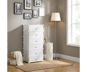 DecHome Scarpiera Modulare 6 Scomparti in Plastica e Acciaio Dimensioni 49x36.5x108 cm colore Bianco