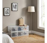 DecHome Scarpiera Modulare 8 Scomparti in Plastica Dimensioni 28x36x21 cm colore Bianco/Trasparente