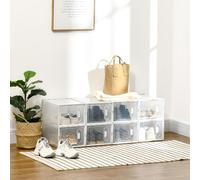 DecHome - Scarpiera Modulare 8 Scomparti in PP con Porta Magnetica Dimensioni 25x35x19 cm Colore Bianco e Trasparente