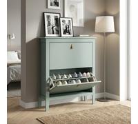 DecHome Scarpiera Salvaspazio Slim 14 Paia 2 Ante a Ribalta Dimensioni 80x24x95,5 cm colore Verde