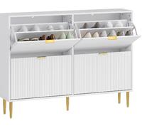 DecHome Scarpiera Salvaspazio Slim 20 Paia 4 Ante 105x24x91,5 cm Bianco