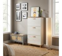 DecHome Scarpiera Salvaspazio Slim 3 Ante a Ribalta 70x23.5x122 cm Bianco