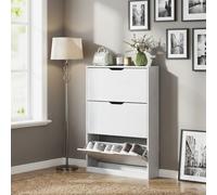DecHome Scarpiera Salvaspazio Slim 3 Ante a Ribalta 80x17x108 cm Bianco