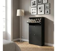 DecHome - Scarpiera Salvaspazio Slim 3 Ante a Ribalta Dimensioni 60x23.5x115 cm Colore Nero