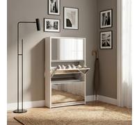 DecHome Scarpiera Salvaspazio Slim 3 Ante con Specchio 65x17x114.5 cm Bianco