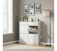 DecHome Scarpiera Salvaspazio Slim 4 Ante 2 Cassetti 98x19.2x95.3 cm Bianco