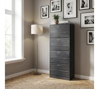 Scarpiera Salvaspazio Slim 4 Ante 60x24x150 cm Grigio Scuro Vittoriano DecHome