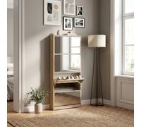 DecHome Scarpiera Salvaspazio Slim 4 Ante con Specchio 63x17x146 cm Legno