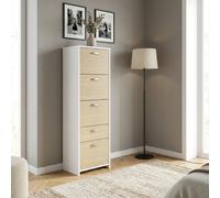 SCARPIERA SALVASPAZIO DOPPIA PROFONDITà 5 RIBALTE 50x25xH182 CM MDF FIN. OLMO