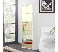 DecHome Scarpiera Salvaspazio Slim 5 Ante Specchio 58x17x177 cm Bianco Koblenz