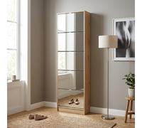 DecHome Scarpiera Salvaspazio Slim 5 Ante Specchio 58x17x177 cm Quercia Koblenz