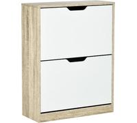 DecHome - Scarpiera Salvaspazio Slim a 2 Cassetti per 8 Paia di Scarpe 62.5x26x81 cm colore Legno e Bianco