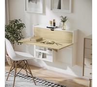 DecHome Scrittoio a Muro Pieghevole Moderno 100x18x74 cm Bianco/Legno