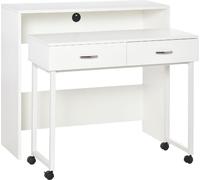 DecHome Scrittoio estraibile con Ruote Moderno 100x36x88 cm colore Bianco