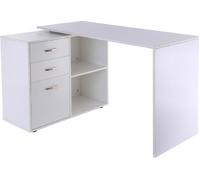 DecHome Scrivania Angolare con Cassettiera Moderna 117x83,5x76 cm Bianco